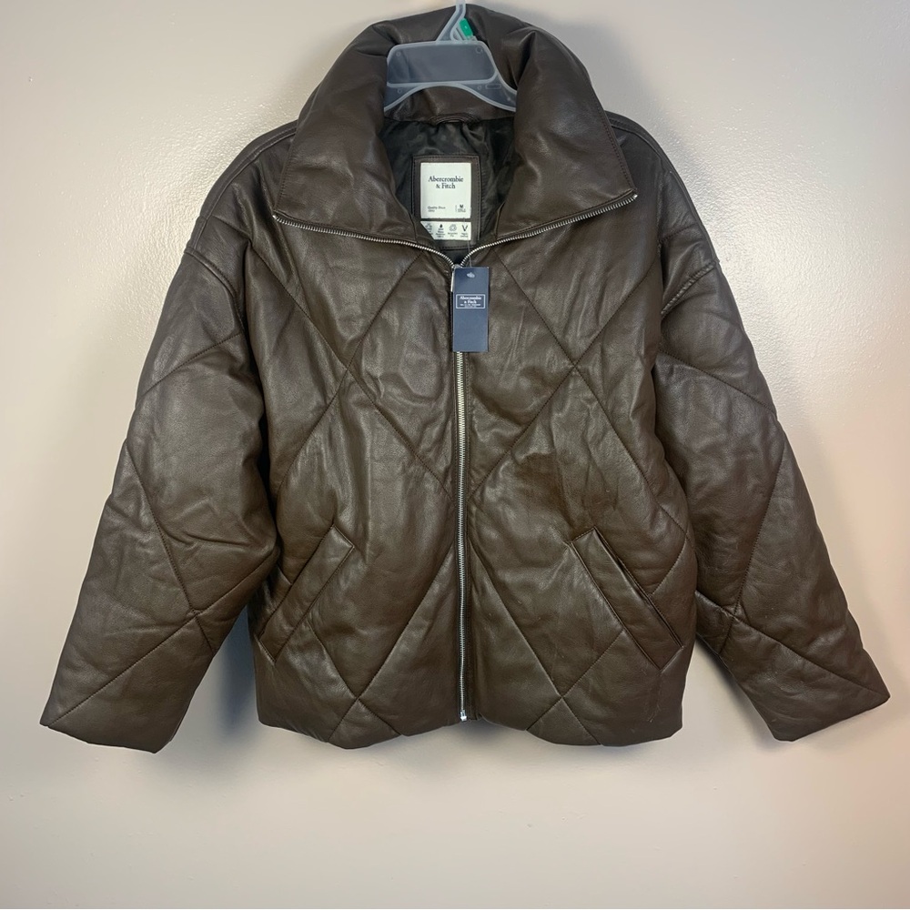 Abercrombie and Fitch Vegan Leather Puffer Quilted Jacket